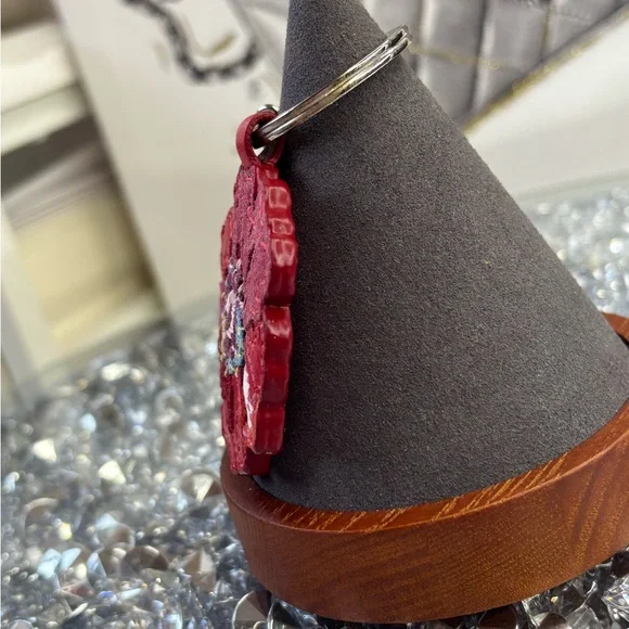 Coach RARE vintage poppy flower APPLIQUÉ key chain EUC - Picture 4 of 11